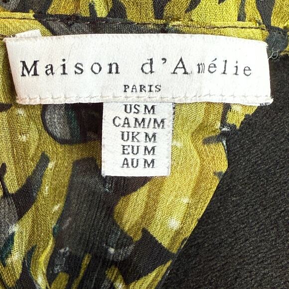 Maison d’Amélie Paris Abstract Floral Blouse Women’s M Pleated Sleeve Boho Chic - Picture 9 of 10